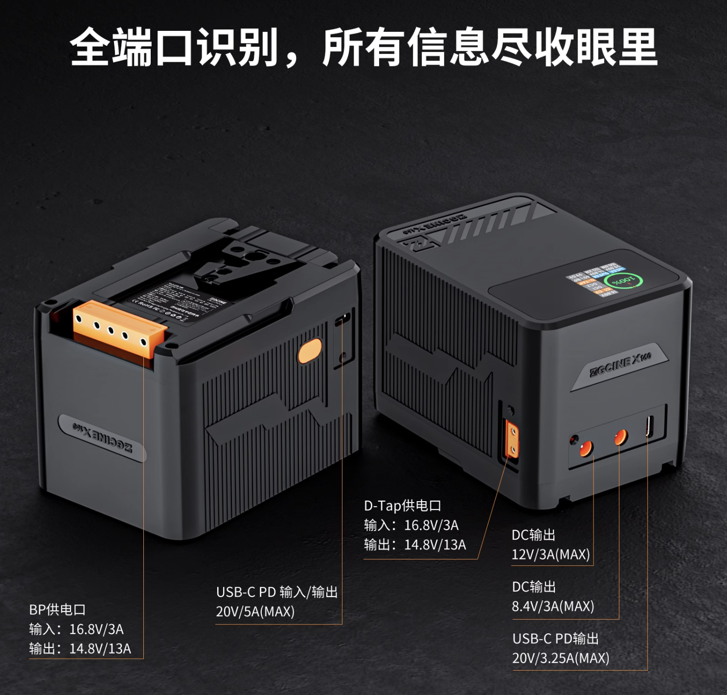 ZGCINE正光X50X99X160 PD快充V口電池 3