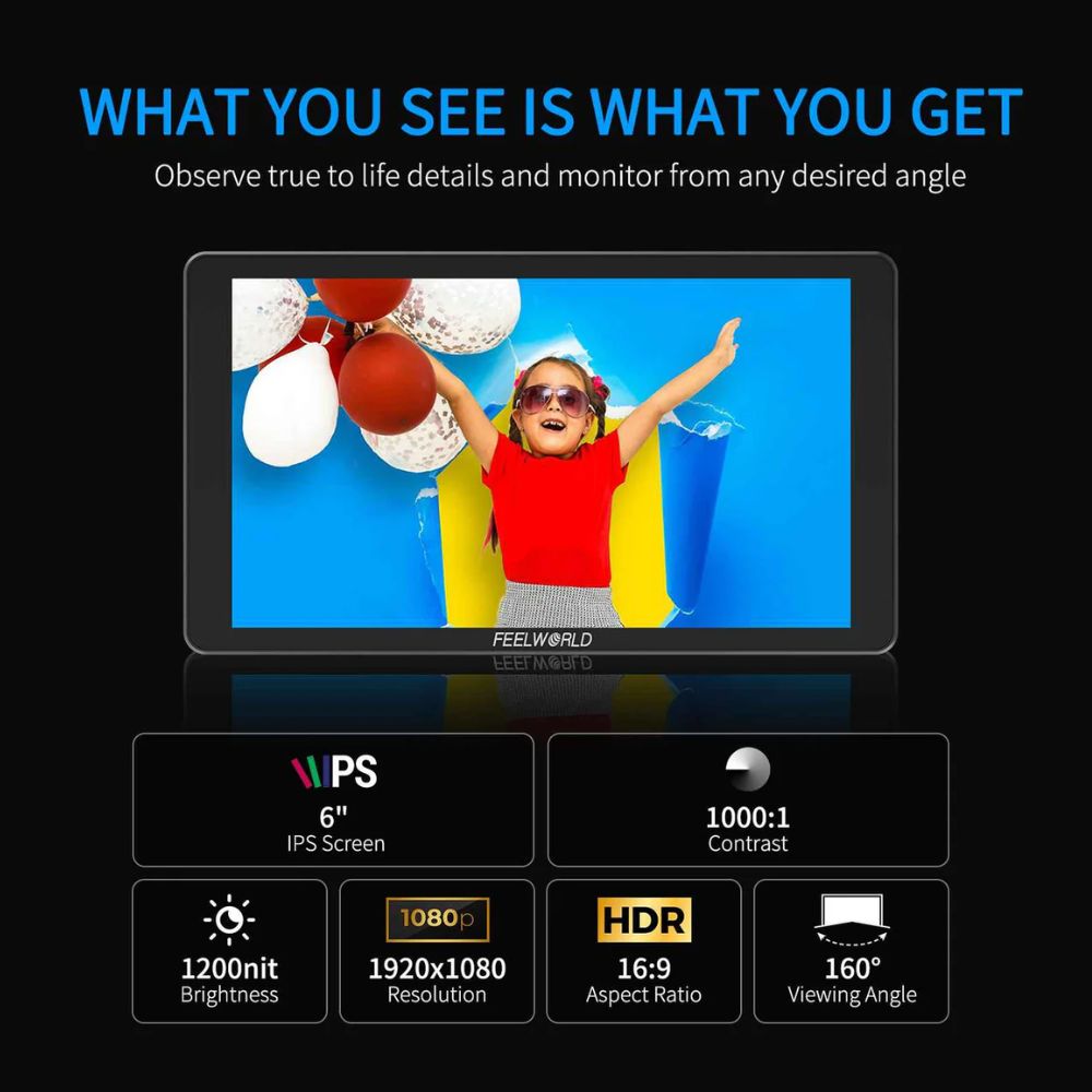 FeelWorld P6XL 6 內建電池鋁製螢幕監視器 HD4K 6