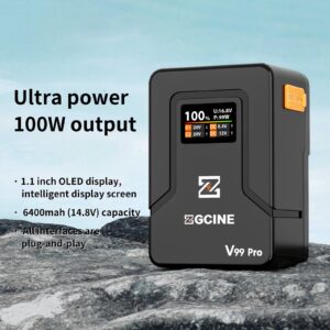 ZGCINE 正光 ZG-V99Pro V-Mount Battery Upgraded with PD100W faster charging speed, more ports and real-time smart display function